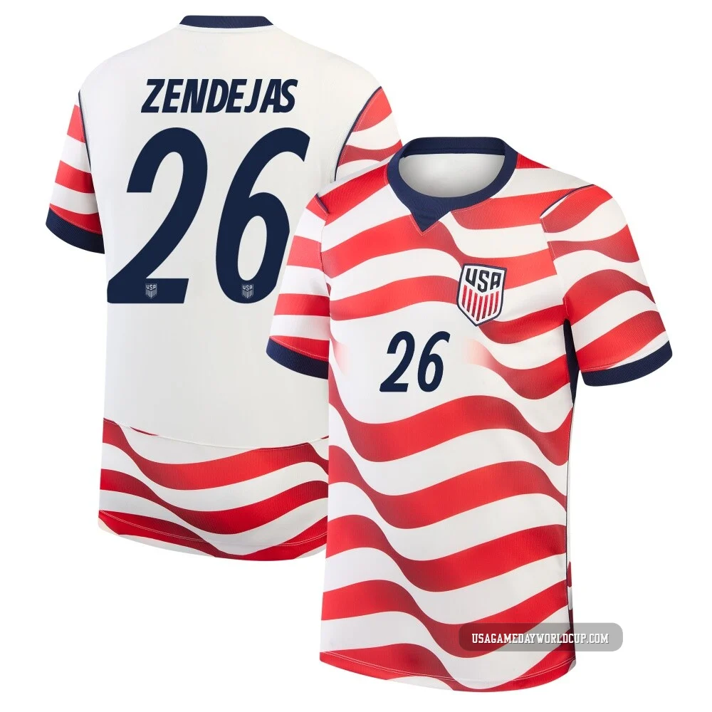 Men's USA National Team Alejandro Zendejas ＃26 Replica White 2026 Home Stadium Soccer Jersey