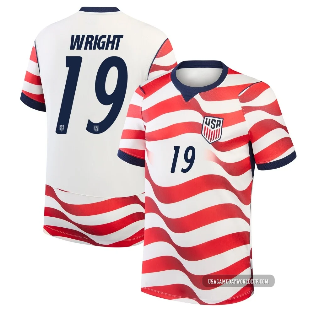 Men's USA National Team Haji Wright ＃19 Replica White 2026 Home Stadium Soccer Jersey