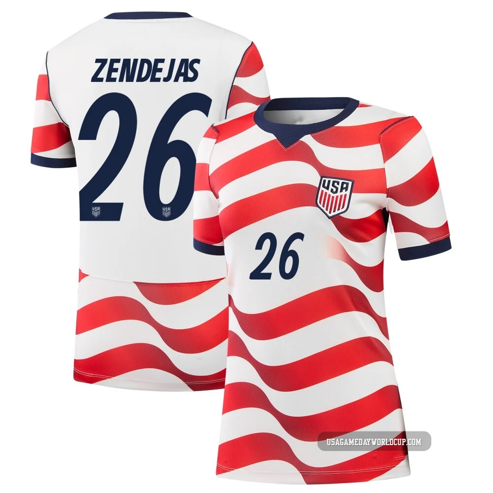 Women's USA National Team Alejandro Zendejas ＃26 Authentic White 2026 Home Match Soccer Jersey