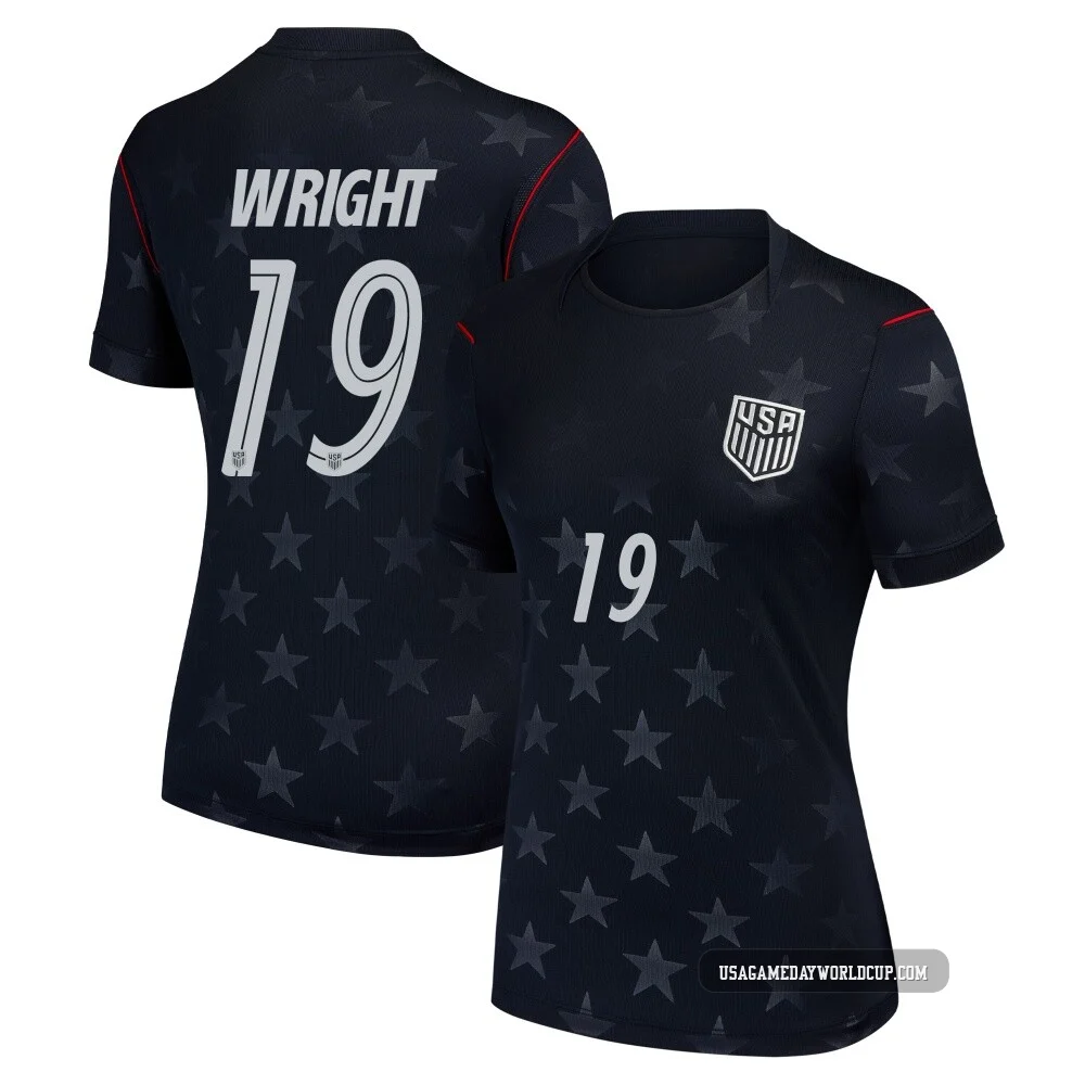 Women's USA National Team Haji Wright ＃19 Replica Blue 2026 Away Stadium Soccer Jersey