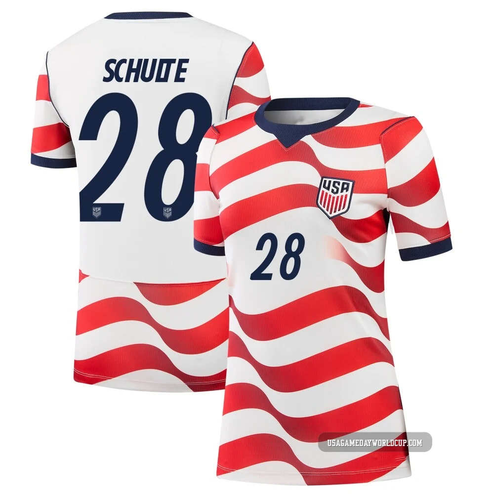 Women's USA National Team Patrick Schulte ＃28 Authentic White 2026 Home Match Soccer Jersey