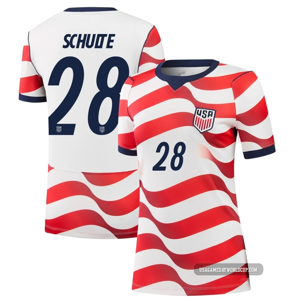 Women's USA National Team Patrick Schulte ＃28 Replica White 2026 Home Stadium Soccer Jersey
