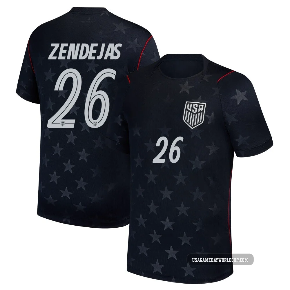 Youth USA National Team Alejandro Zendejas ＃26 Replica Blue 2026 Away Stadium Soccer Jersey