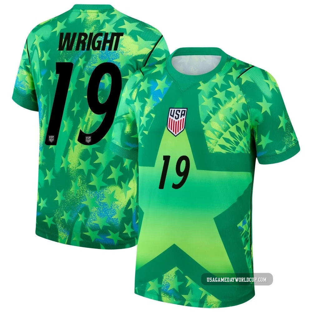 Youth USA National Team Haji Wright ＃19 Replica Green 2026 Goalkeeper Stadium Soccer Jersey