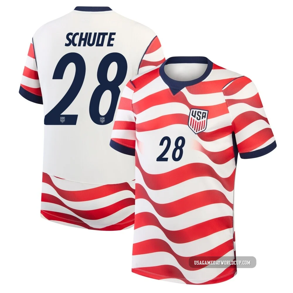 Youth USA National Team Patrick Schulte ＃28 Replica White 2026 Home Stadium Soccer Jersey